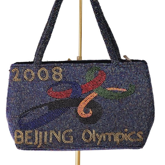 BEIJING Olympics 2008 Fully Beaded Y2K Multi-color Handbag - Picture 3 of 6
